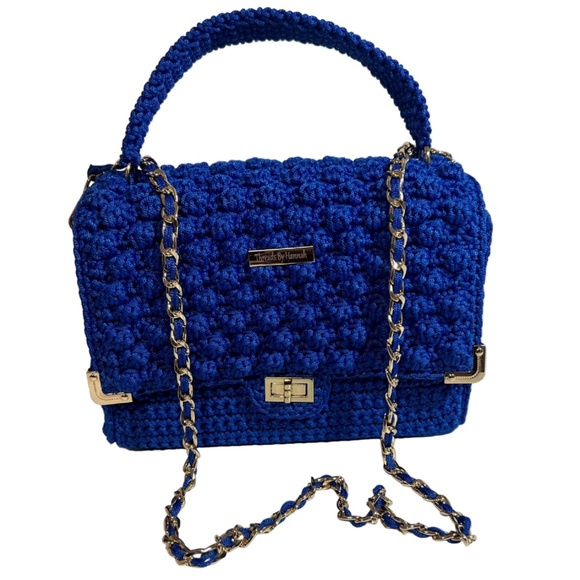 Handmade Blue African Print Satchel Shoulder Handbag - Picture 6 of 6